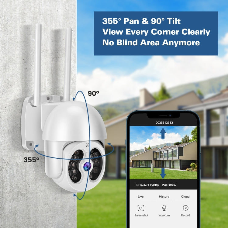 Tuya QX56 3.0 Million Pixels IP66 Waterproof 2.4G Wireless IP Camera, Support Amazon Alexa & Google Home & Motion Detection & Two-way Audio & Full Color Night Vision & TF Card, EU Plug, Support Amazon Alexa & Google Home Tuya QX56 3.0 Million Pixels IP66 Waterproof 2.4G Wireless IP Camera, Support Amazon Alexa & Google Home & Motion Detection & Two-way Audio & Full Color Night Vision & TF Card, EU Plug, Support Amazon Alexa & Google Home